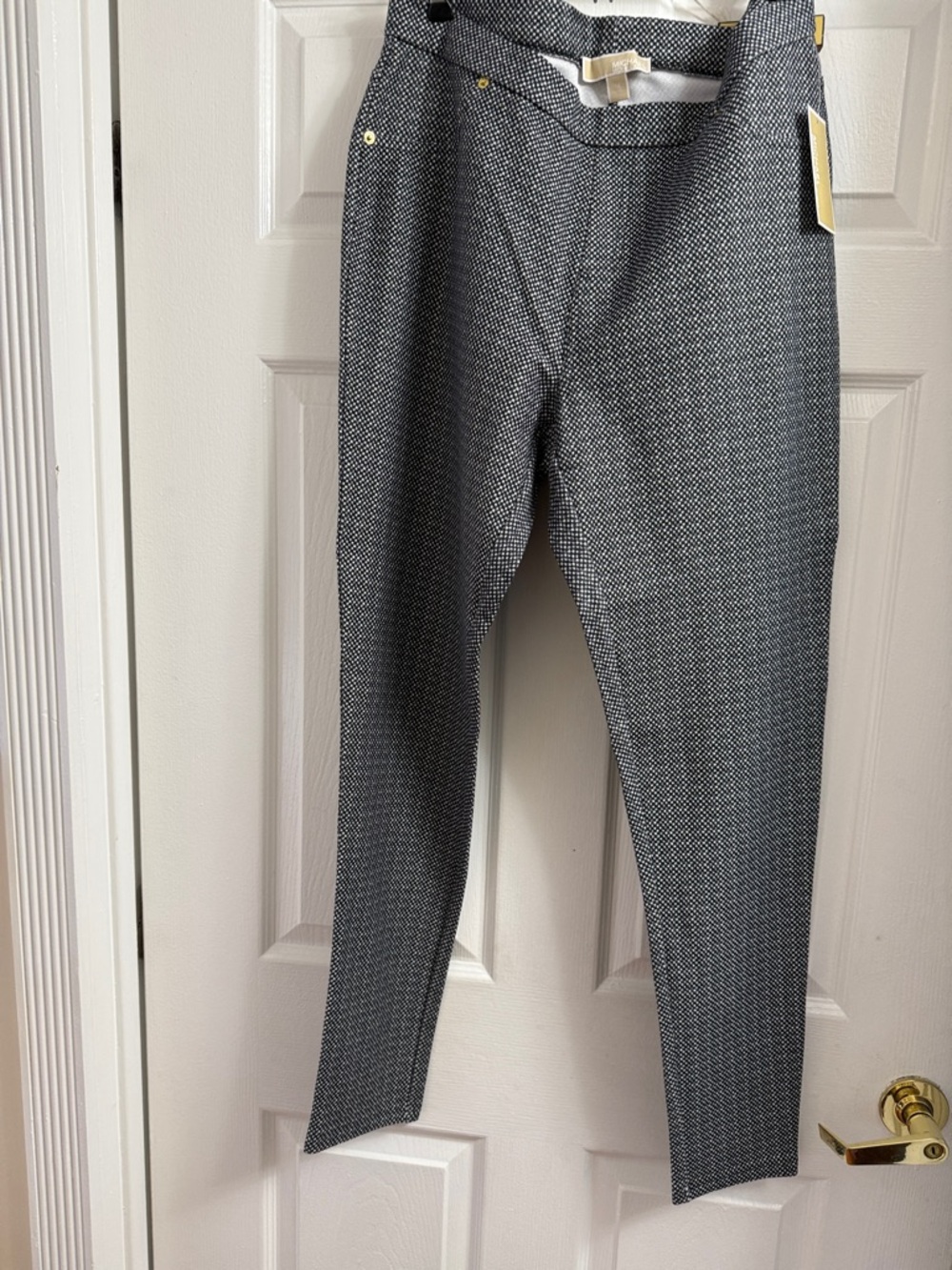 Michael Kors Black and White Micro-Pattern Leggings